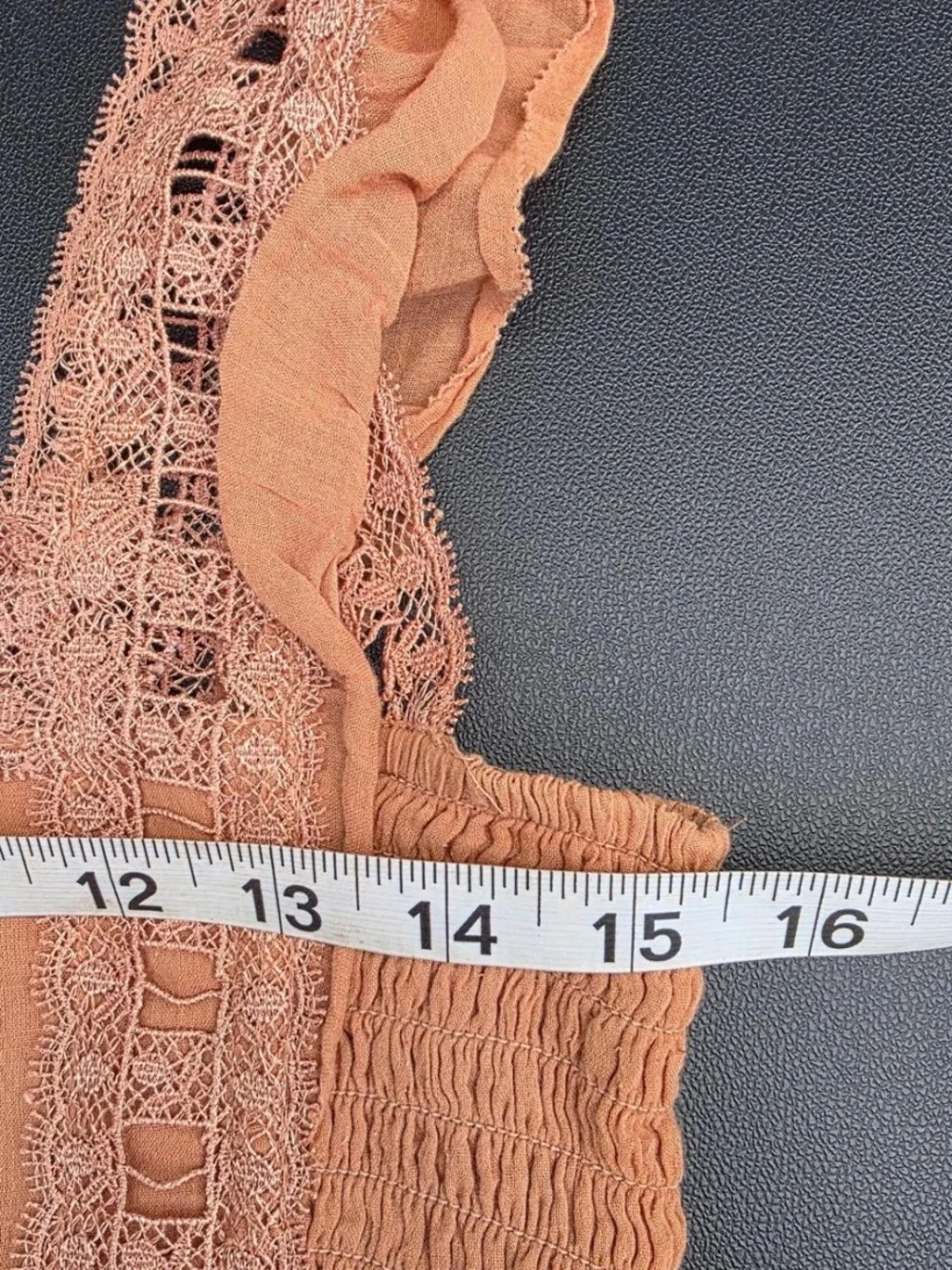 Free People Camel Lace Trim Square Neck Mini Dress